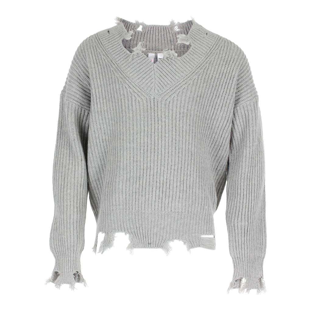 V-Neck Distressed Sweater - Denny's