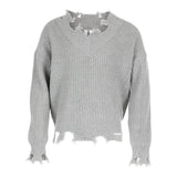 V-Neck Distressed Sweater - Denny's