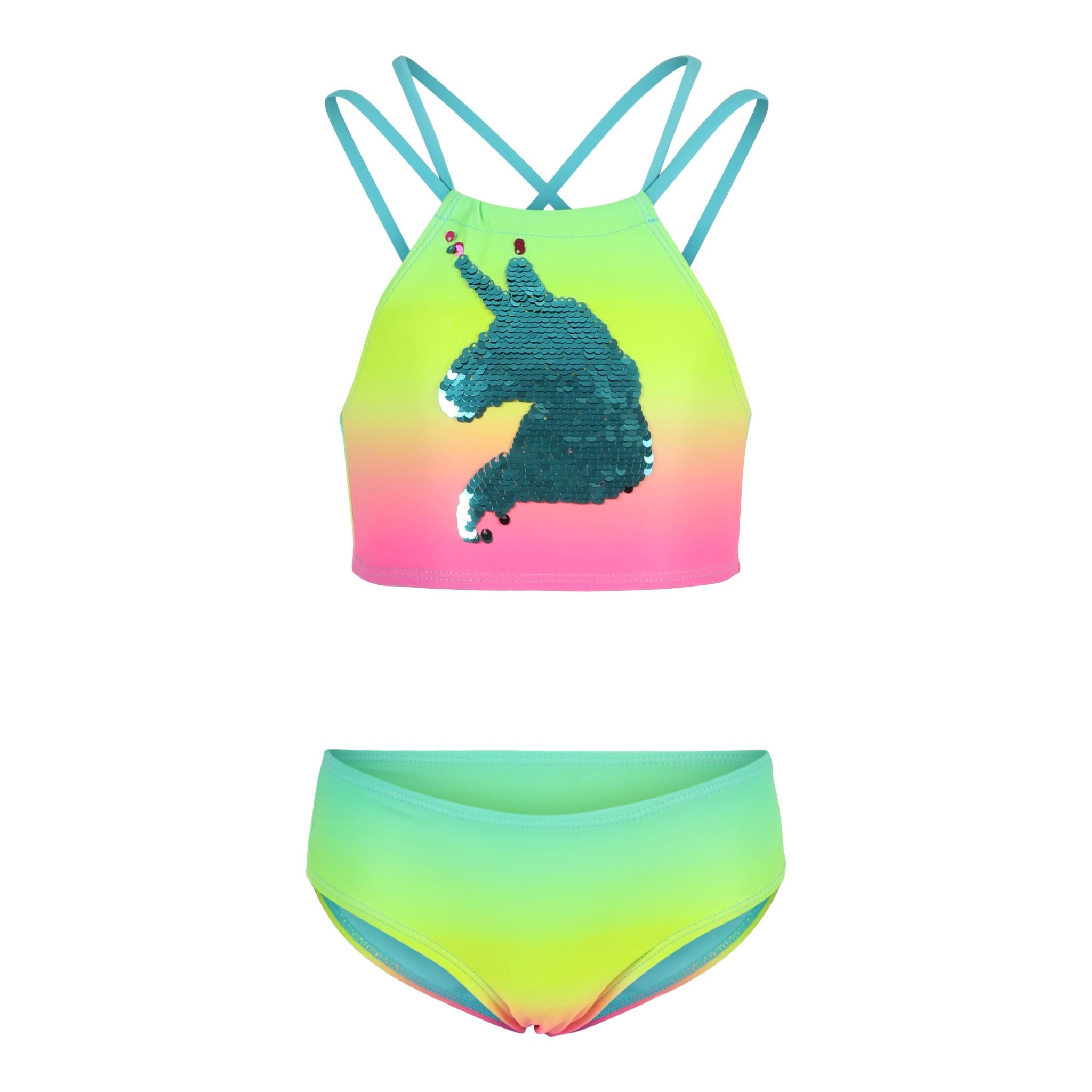 2pc Ombre Flip Sequin Unicorn Bikini - Denny's