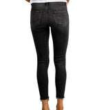 Mid Rise Distressed Raw Hem Crop Skinny Jean - Denny's