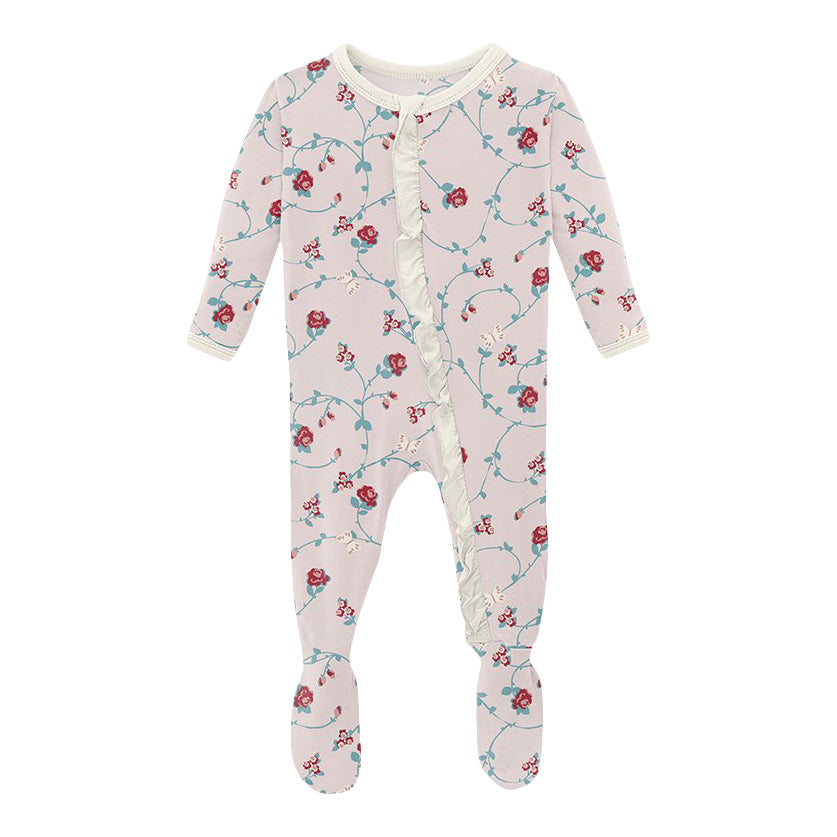 Macaroon Floral Vines Footie - Denny's