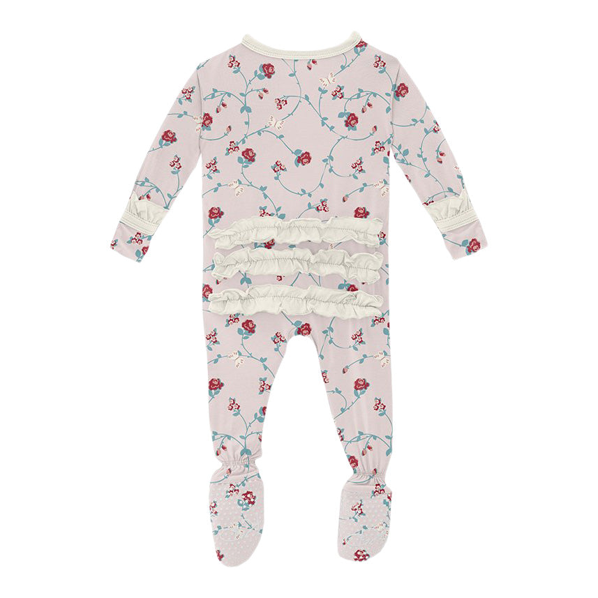 Macaroon Floral Vines Footie - Denny's