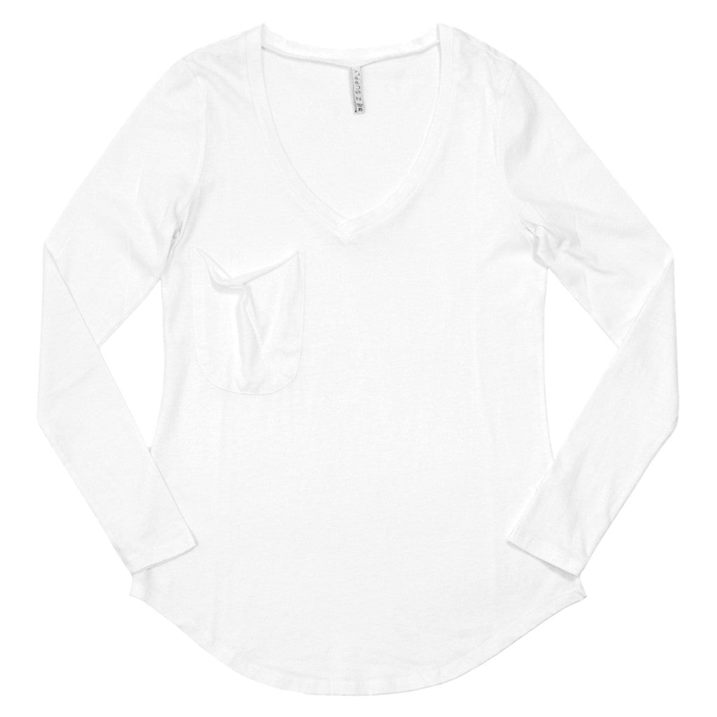 Long Sleeve Pocket V-Neck Tee - Denny's
