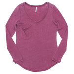Long Sleeve Pocket V-Neck Tee - Denny's