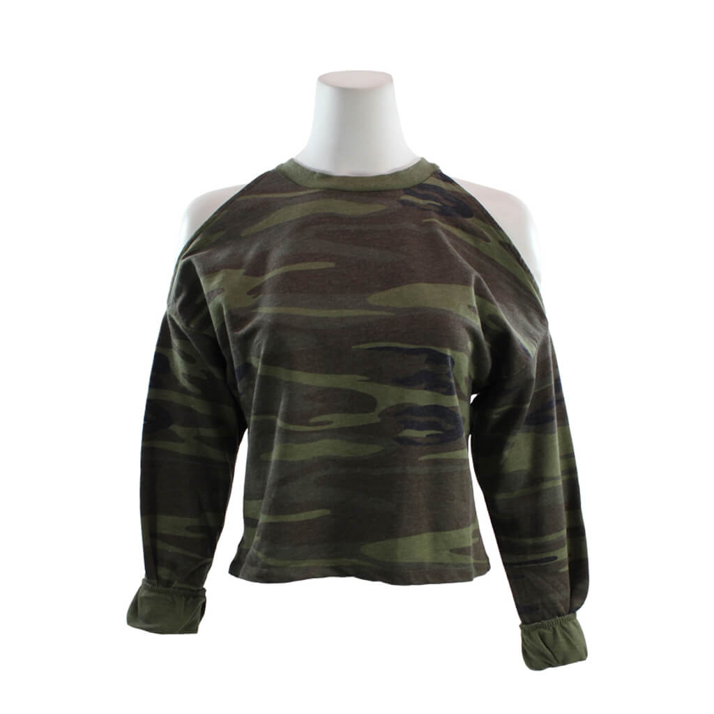 Cropped Cold Shoulder Sweatshirt - Denny's