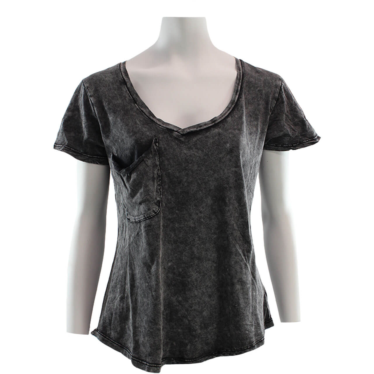 Washed Short Sleeve Pocket V-Neck - Denny's