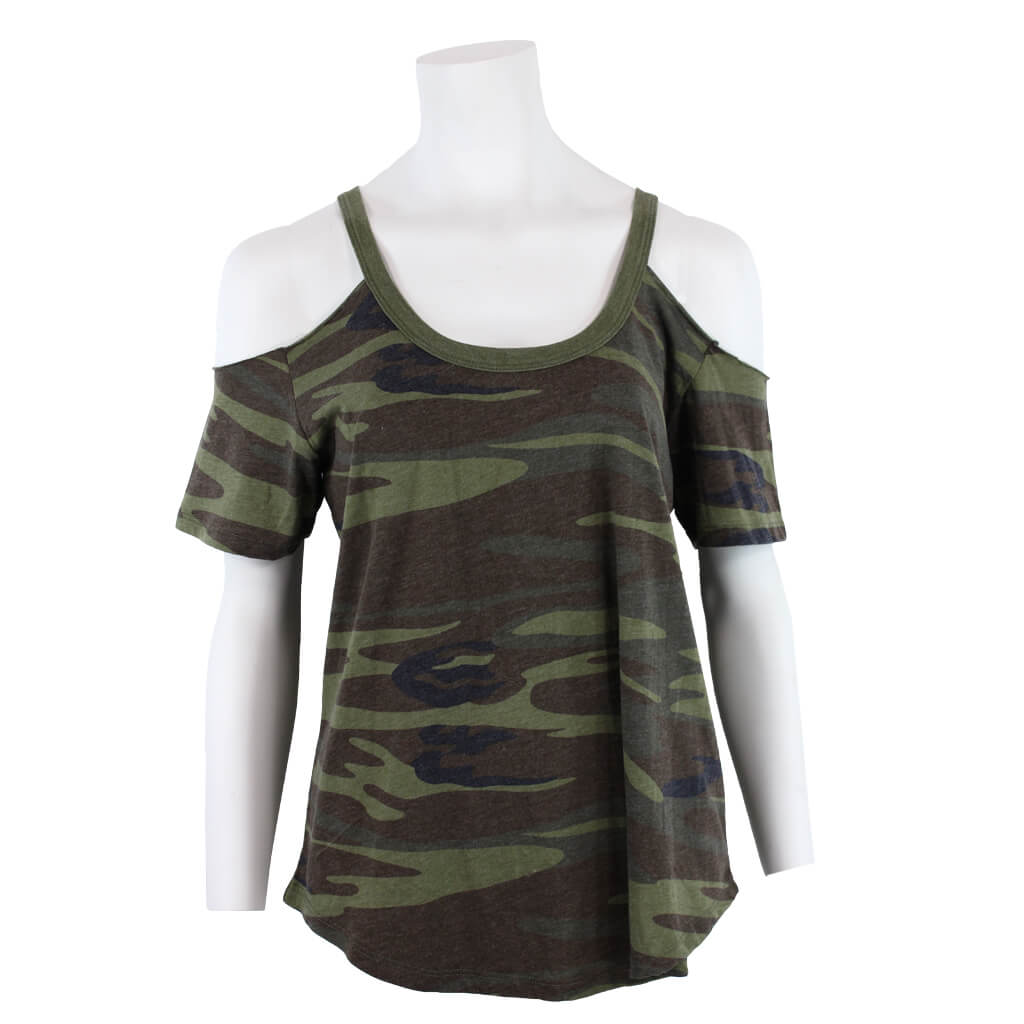 Camo Cold Shoulder Tee - Denny's