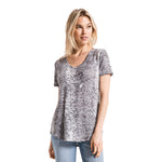 Short Sleeve Snake Skin V-Neck - Denny's