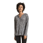Long Sleeve Leopard Thermal Top with Split Neck - Denny's