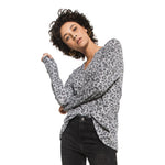 Long Sleeve Leopard Thermal Top with Split Neck - Denny's
