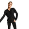 Long Sleeve Waffle Thermal Top with Split Neck - Denny's