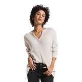 Long Sleeve Waffle Thermal Top with Split Neck - Denny's