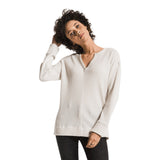 Long Sleeve Waffle Thermal Top with Split Neck - Denny's