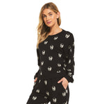 Skull Long Sleeve Crew Top - Denny's