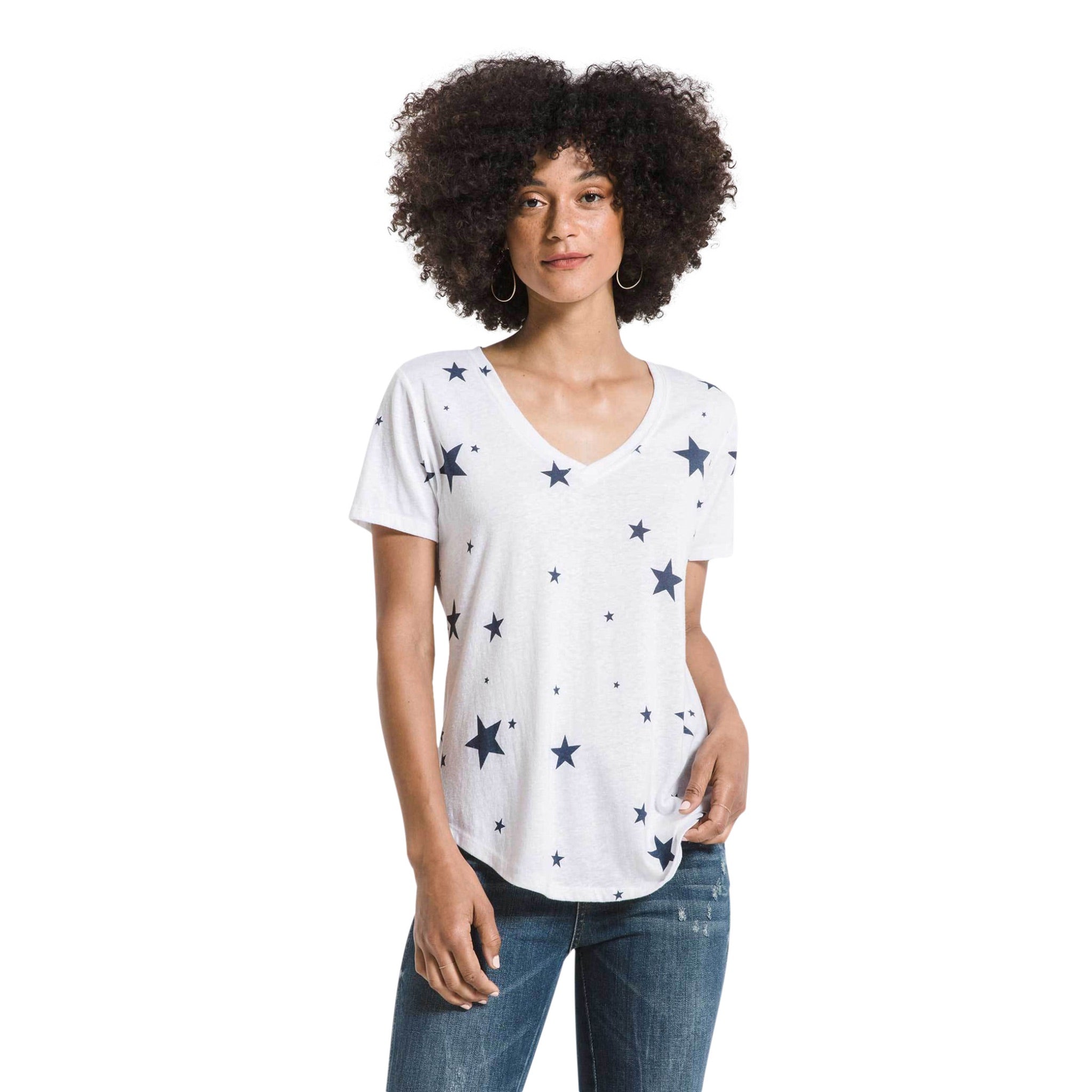 Short Sleeve Triblend Scattered Star Vneck Tee - Denny's