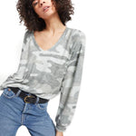 Plira Camo Slub V-neck Long Sleeve Shirt - Denny's
