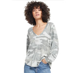 Plira Camo Slub V-neck Long Sleeve Shirt - Denny's