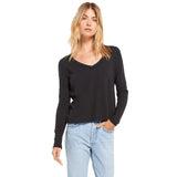 Kira Long Sleeve Slub Vneck Tee - Denny's