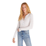 Liya Long Sleeve Slub Henley Tee - Denny's