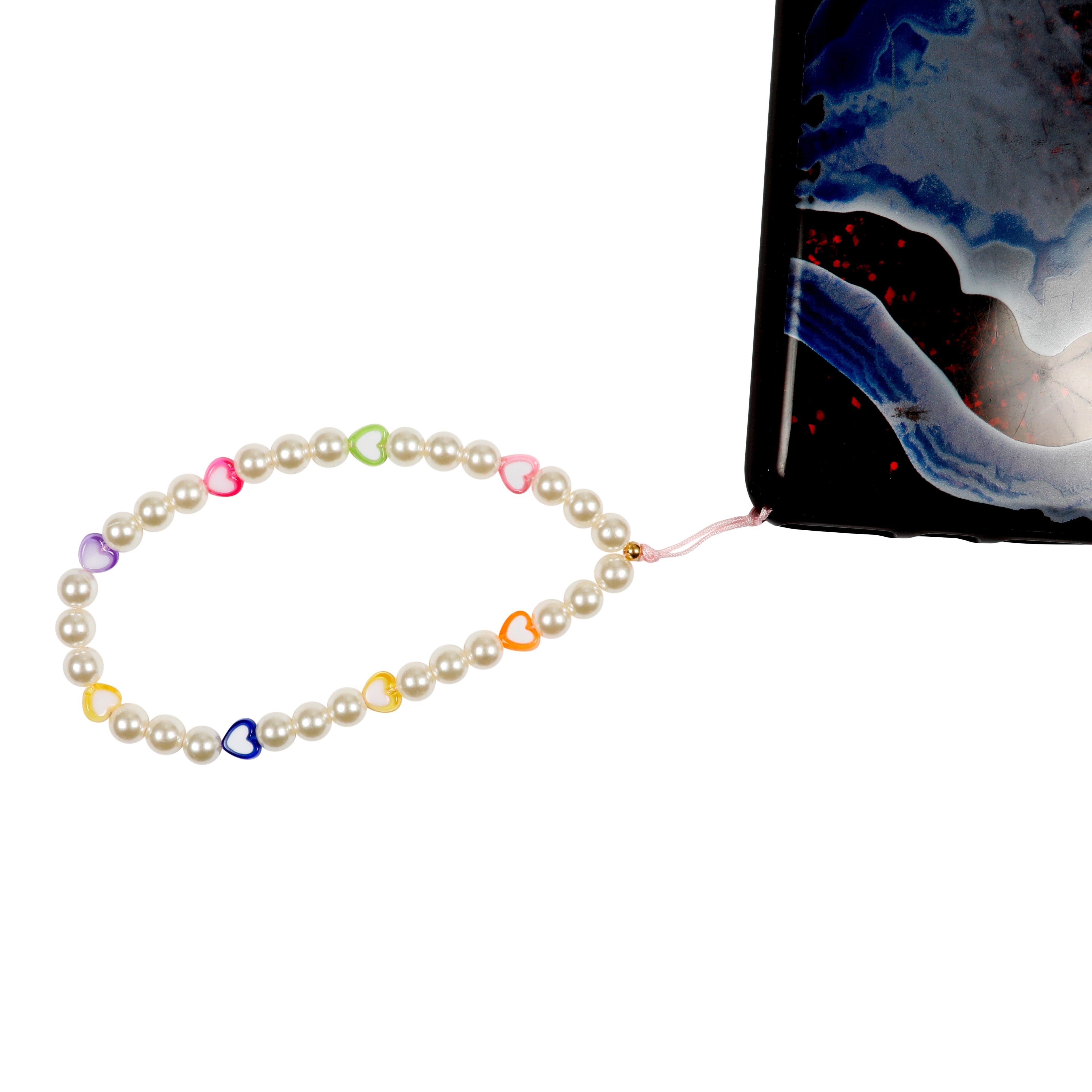 Multi Hearts & Pearls Phone Strap - Denny's