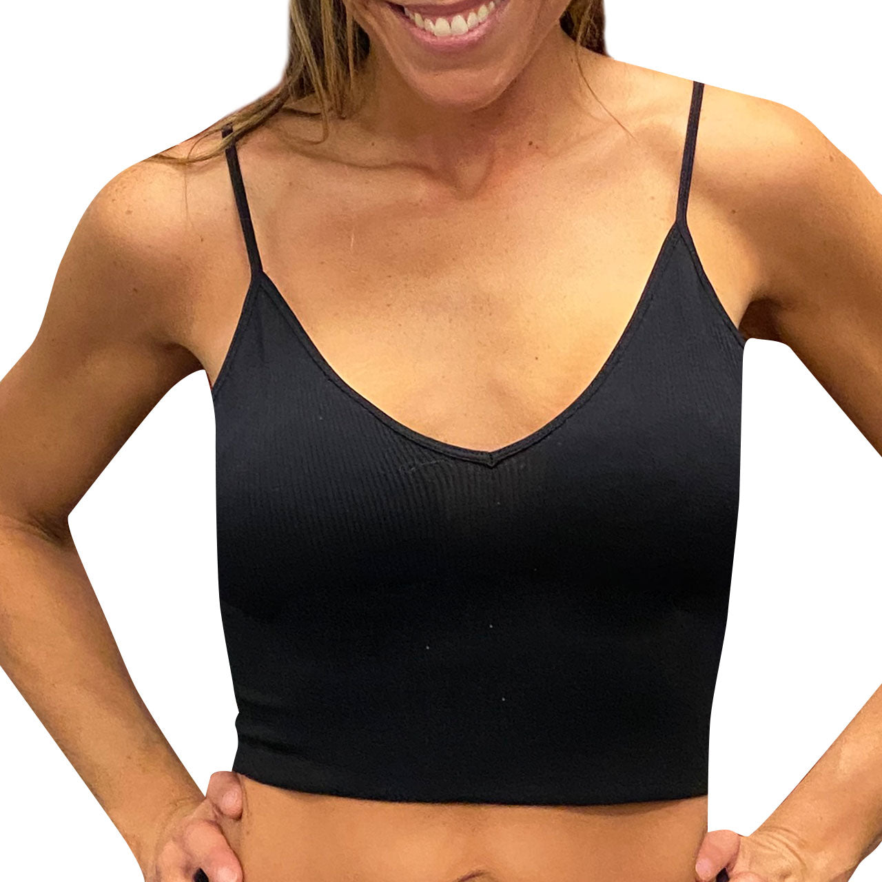 Ribbed Crop Vneck Tank - Denny's