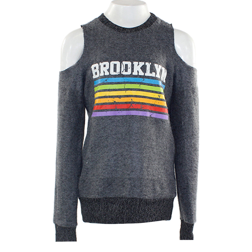 Brusched Long Sleeve Cold Shoulder with Brooklyn Stripes - Denny's