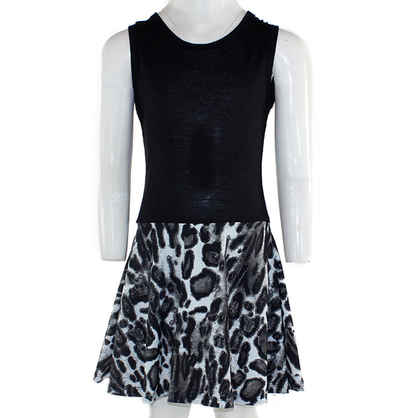 Black Tank Dress Grey Leopard Bottom - Denny's