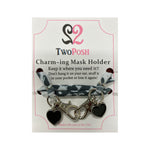 Black and White Mask Holder with Black Heart Charms - Denny's