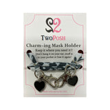 Black and White Mask Holder with Black Heart Charms - Denny's