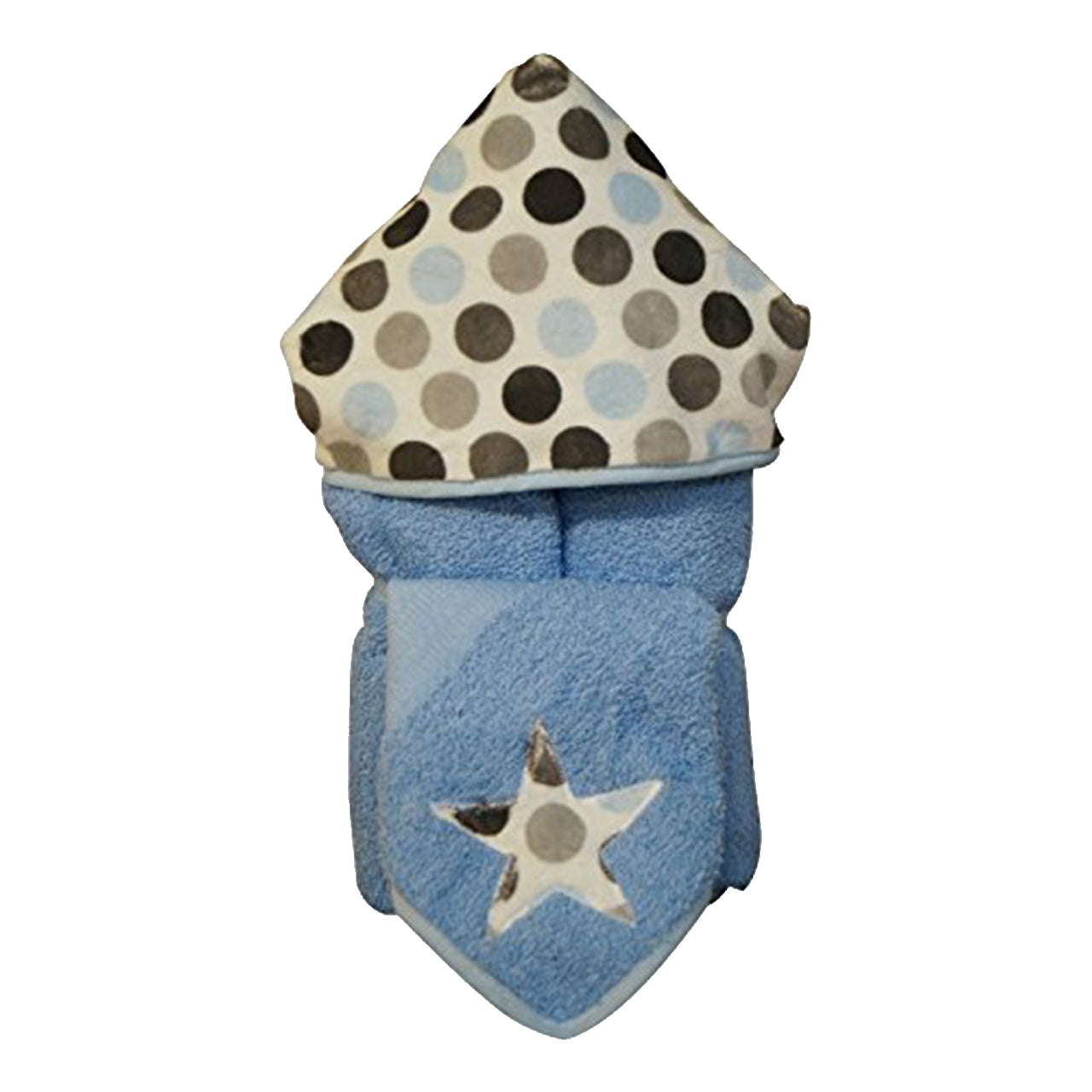 Blue and Grey Dot Hooded Towel and Washcloth - Denny's