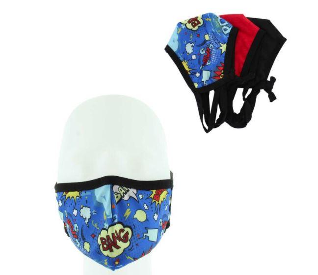 Bang Boom Prin 3 Pack Kids Face Mask - Denny's