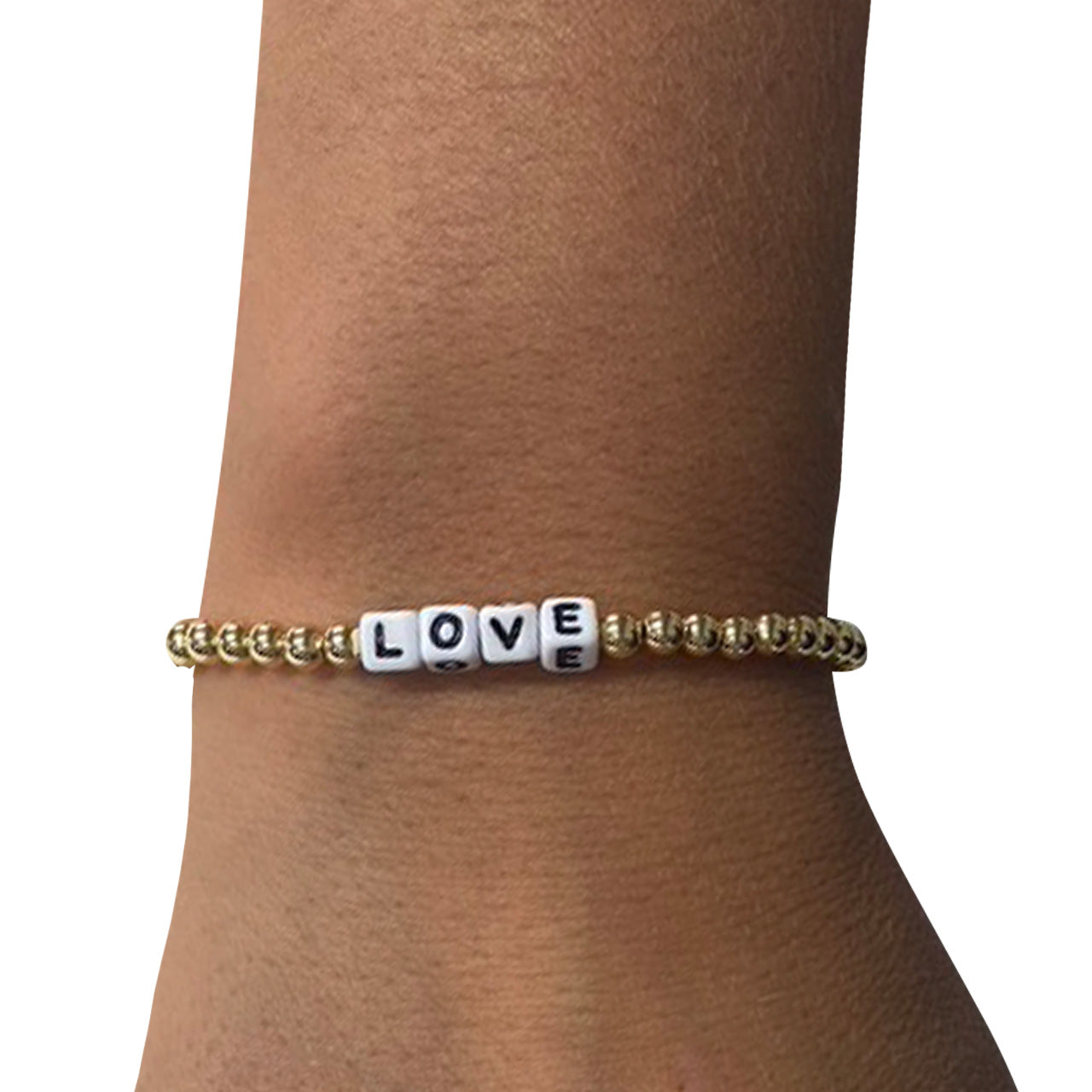 Love Stretch Gold Beaded Bracelet - Denny's