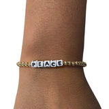 Peace Stretch Gold Beaded Bracelet - Denny's