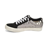 Low Top Slip On Black & Silver Snake Print Sneaker - Denny's