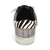 Low Top Slip On Black & Silver Snake Print Sneaker - Denny's