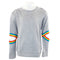 Long Sleeve Banded Sweatshirt with Open Elbow and Rainbow Taping - Denny's