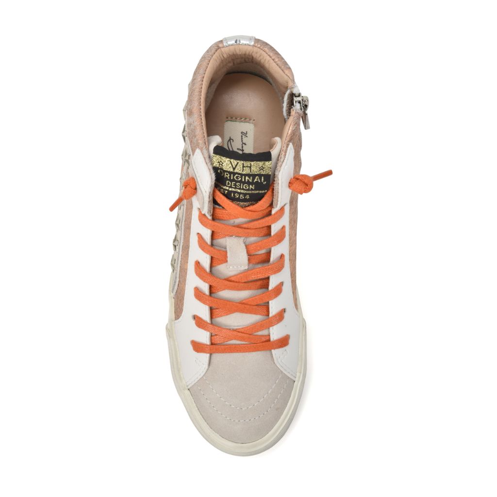 Star Studded Rose Gold High Top Slip On Sneaker with Zipper - Denny's