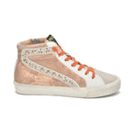 Star Studded Rose Gold High Top Slip On Sneaker with Zipper - Denny's