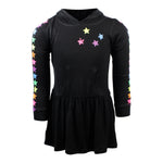 Long Sleeve Hoody Dress with Neon Stars - Denny's