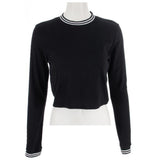 Long Sleeve Crop with Trim Detail - Denny's