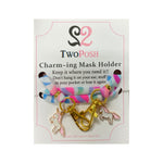 Rainbow Swirl Mask Holder with Pink Unicorn Charms - Denny's
