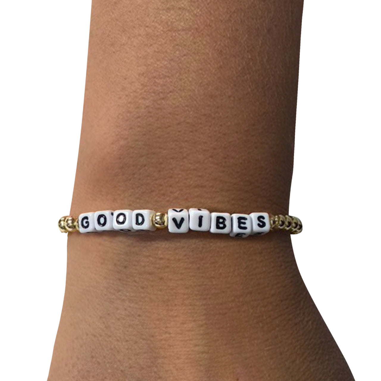 Good Vibes Stretch Gold Beaded Bracelet - Denny's